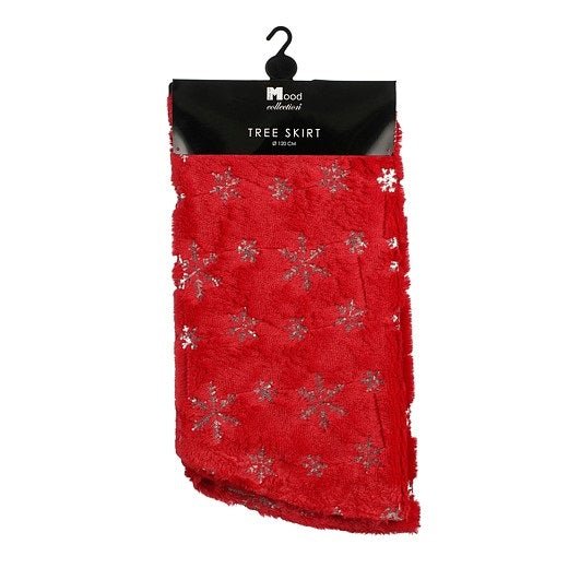 1.2M (4ft) Treeskirt with Snowflake - Red/Silver