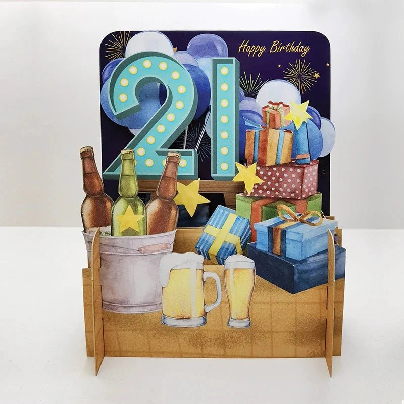 3D Pop Up Birthday Card Age 21 MN036