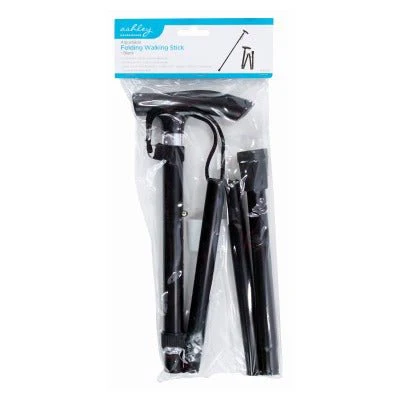 Ashley Adjustable Folding Walking Stick - Black