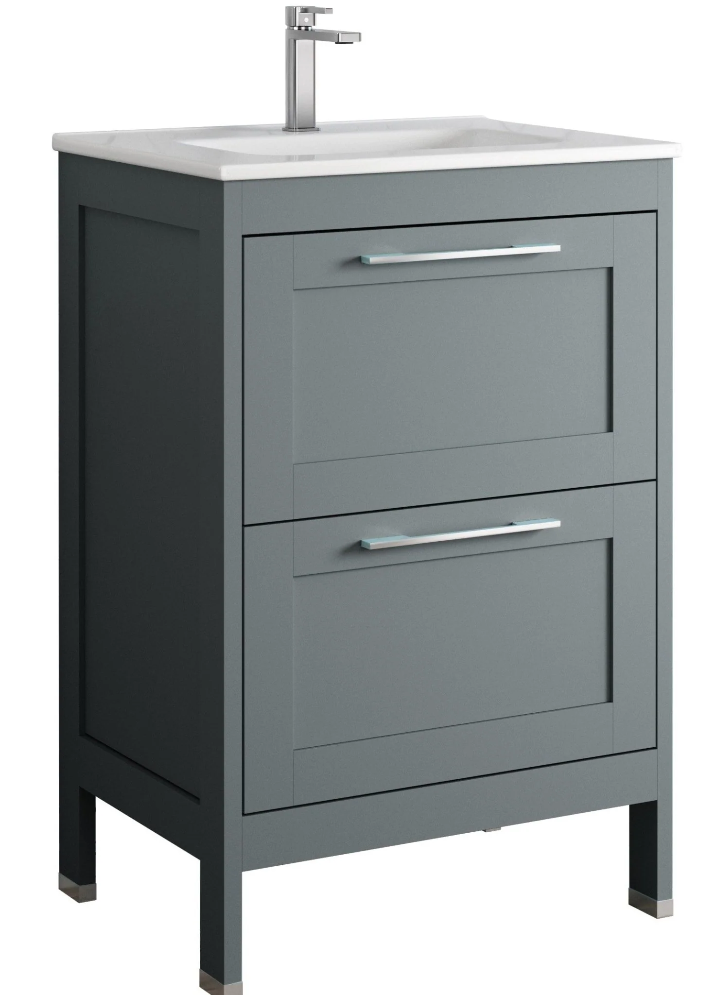 Bathroom Studio Corey 60cm 2 Drawer Floor Standing Unit Matt Grey - Image 2