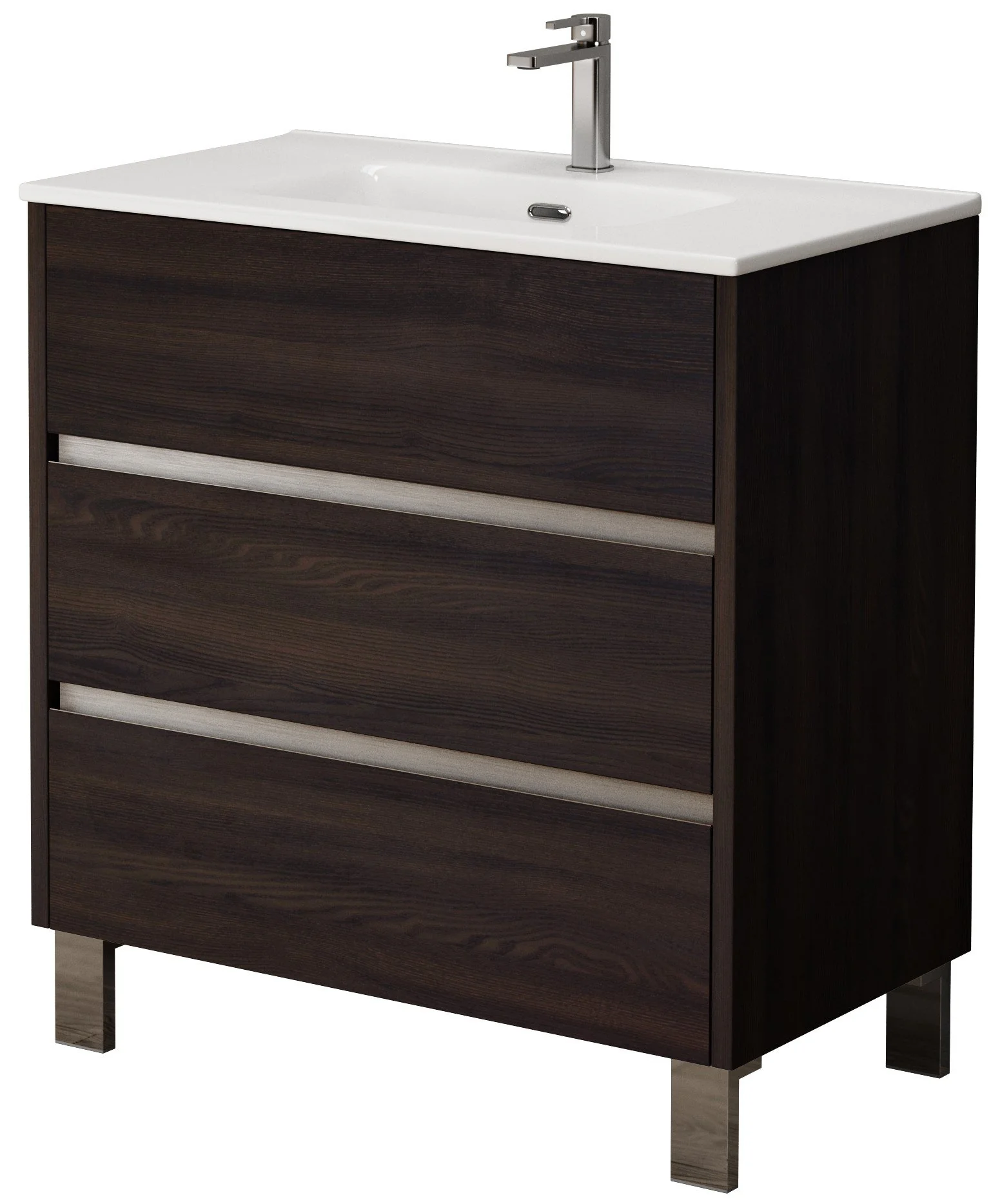 Bathroom Studio Harvey 80cm 3 Drawer Floor Standing Unit Wenge