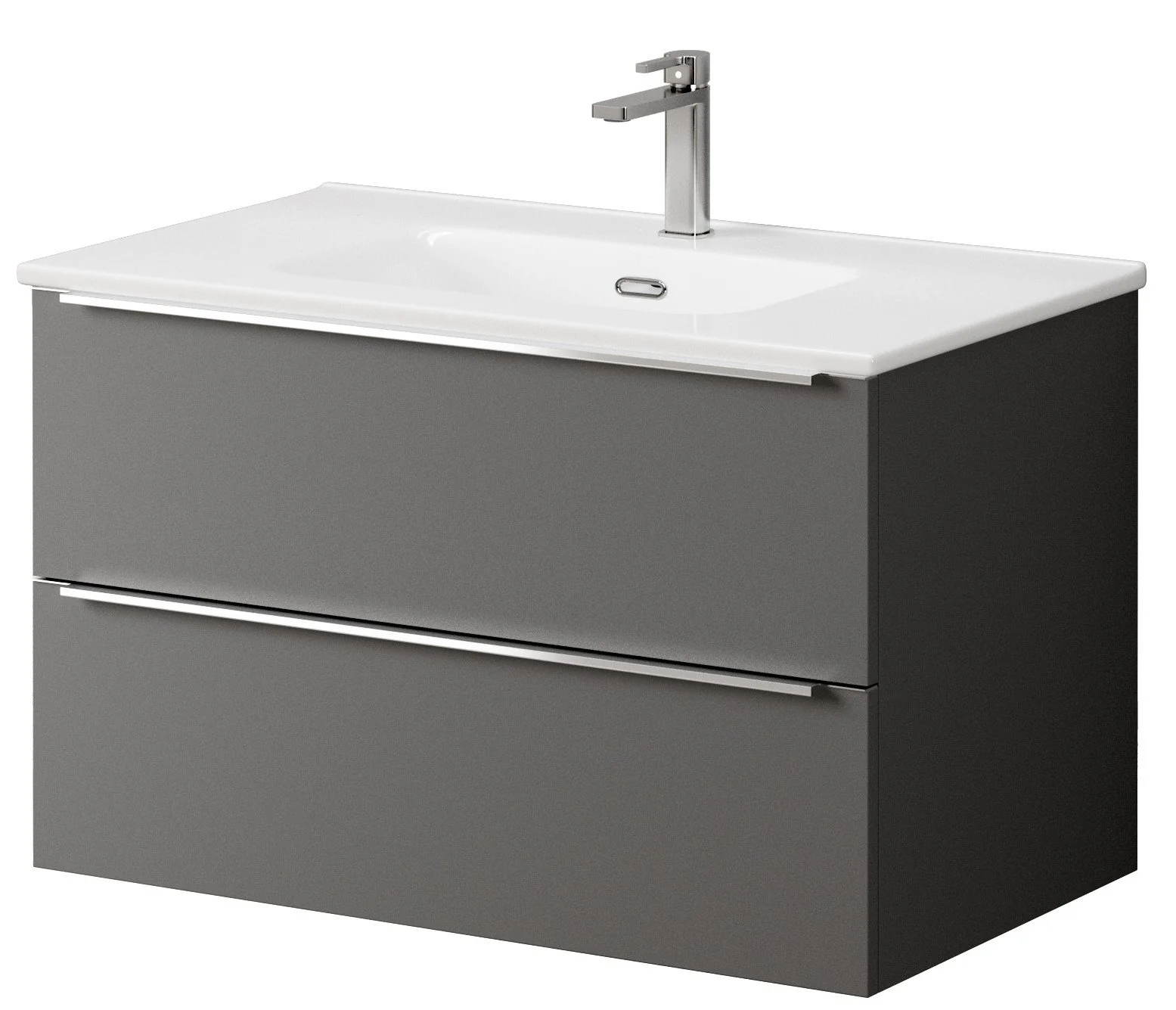 Bathroom Studio  Kara 80cm 2 Drawer Wall Hung Unit Matt Grey