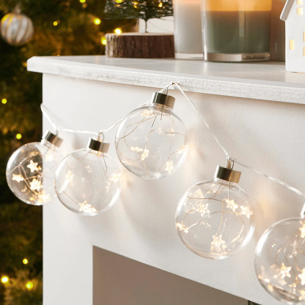 Battery Operated Encapsulated Stars 6 Bulb String Light