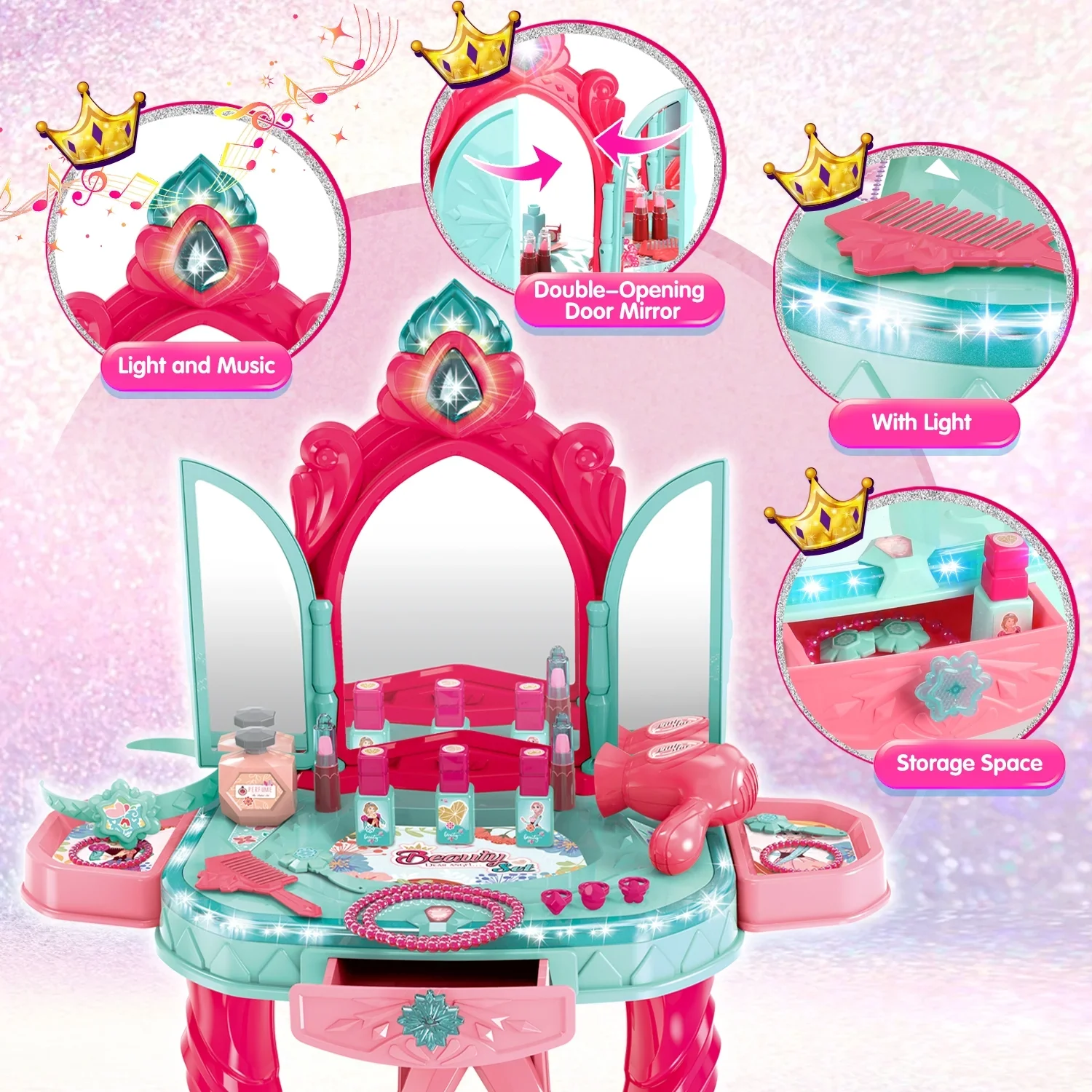Beauty Vanity Table & Stool - Image 4