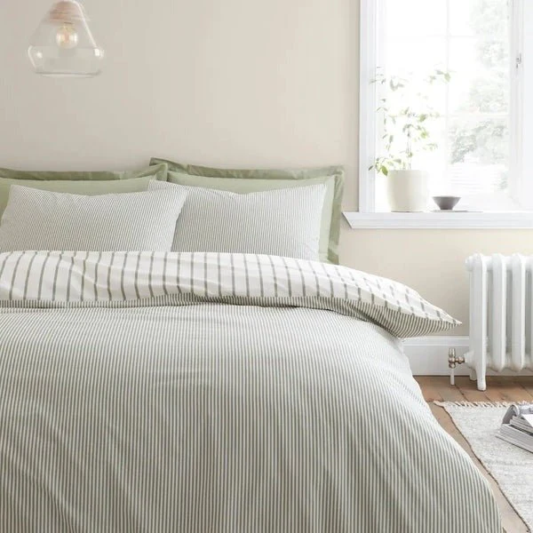 Bianca Hampton Stripe Green 200 Thread Count Duvet Cover Set – King - Image 3