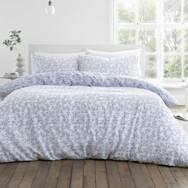 Bianca Shadow Leaves Blue 200TC Duvet Cover Set Superking - Image 2