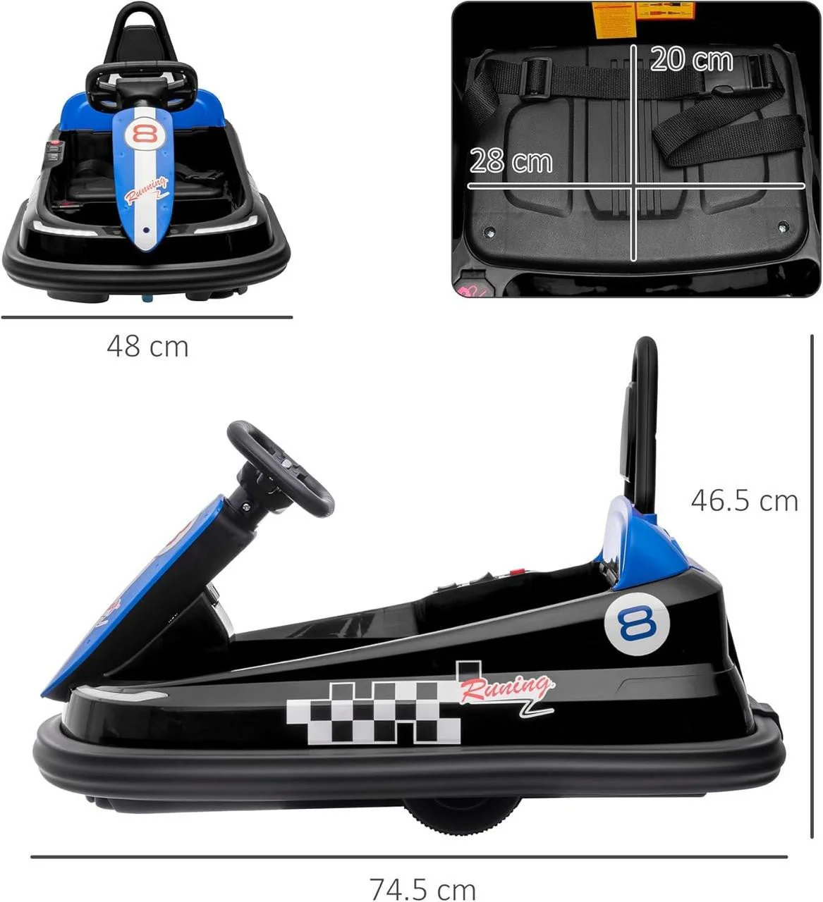 BumperBoo 6V Bumper Car - Blue - Image 5