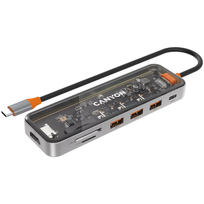 Canyon Hub DS-13 7 in 1 4k USB-C Transparent Space Grey
