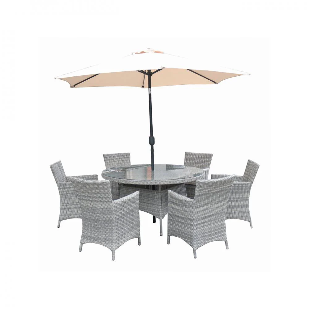 Capri 6 Seater Round Rattan Furniture Set - 1.4m - Image 2