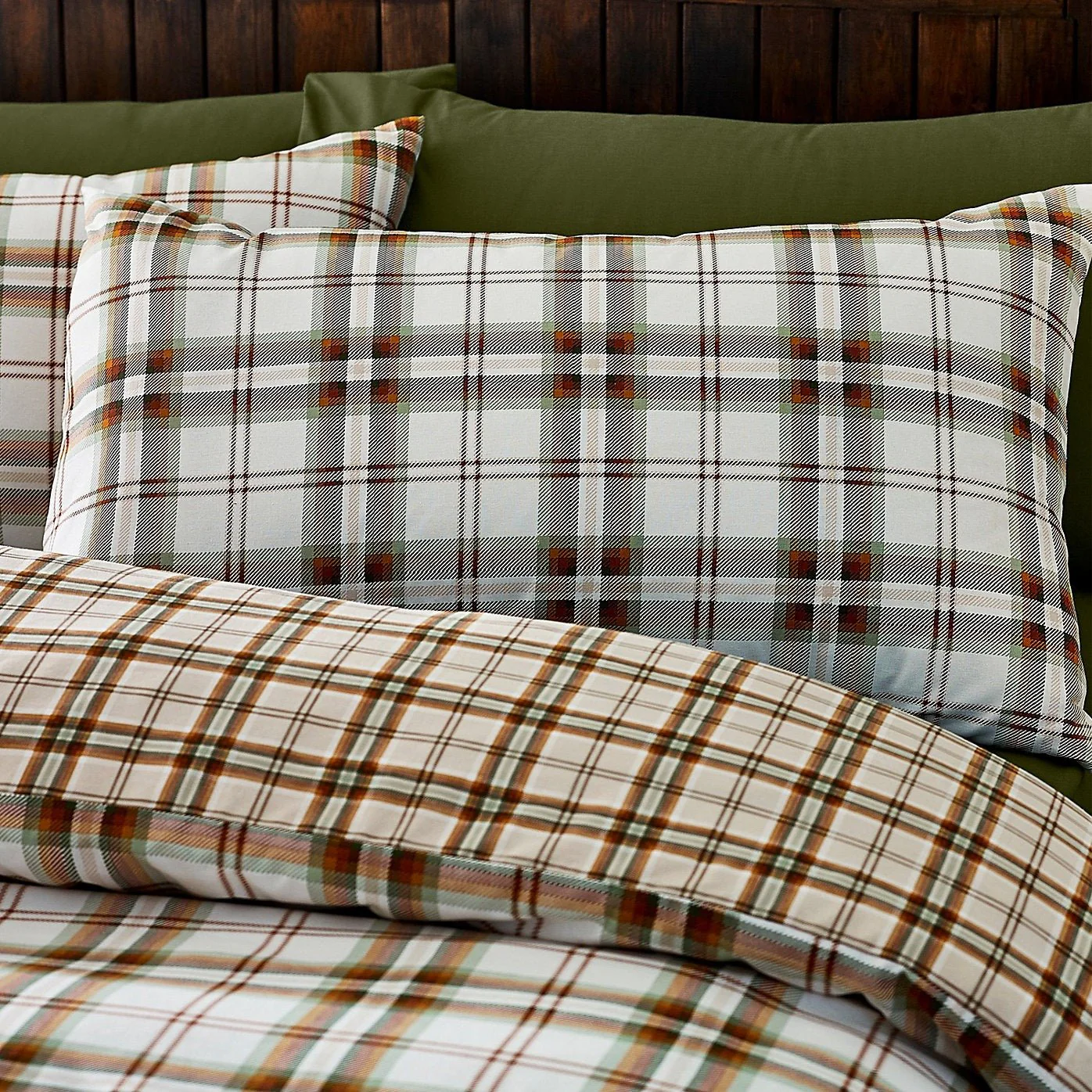 Catherine Lansfield Bedding Kelso Check Duvet Set Burnt Orange - Kingsize - Image 3