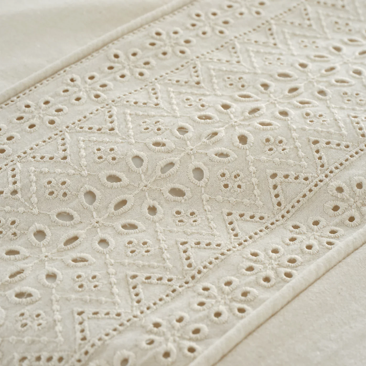 Catherine Lansfield Broderie Anglaise Cream Duvet Cover Set - Single - Image 3