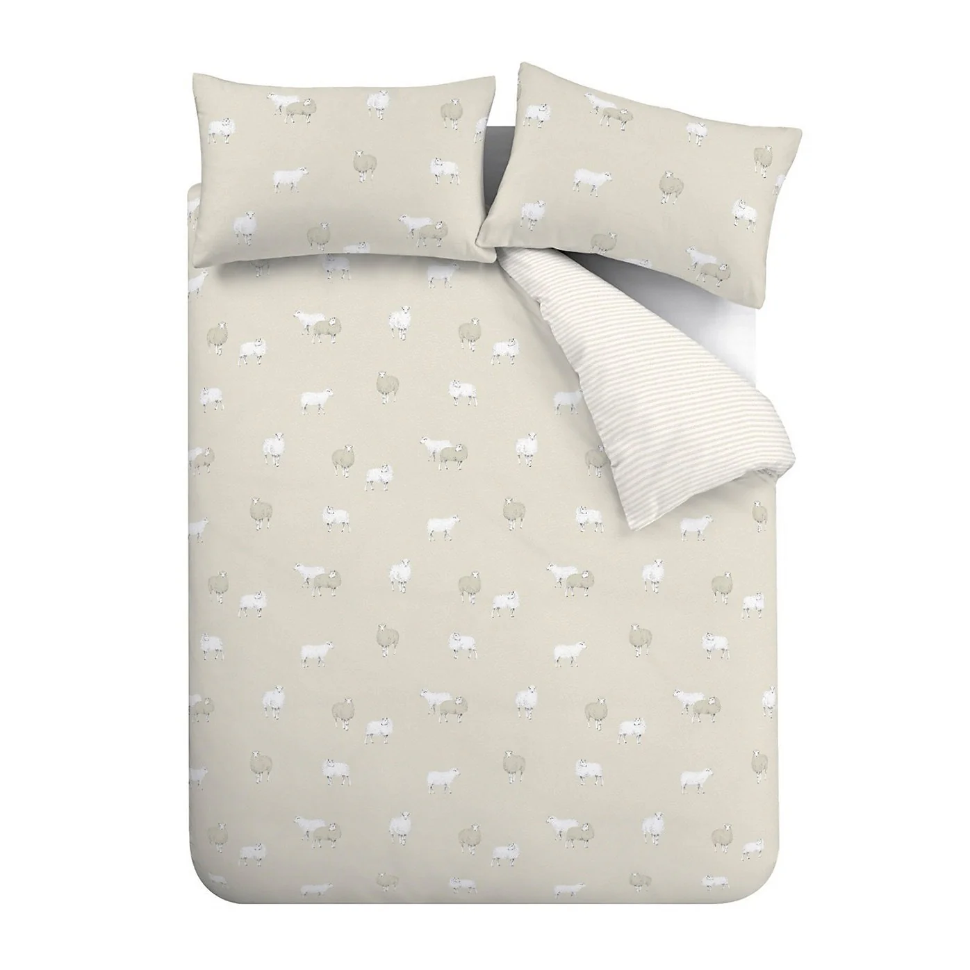 Catherine Lansfield Brushed Cotton Sheep Reversible Duvet Cover Set - Single - Image 5