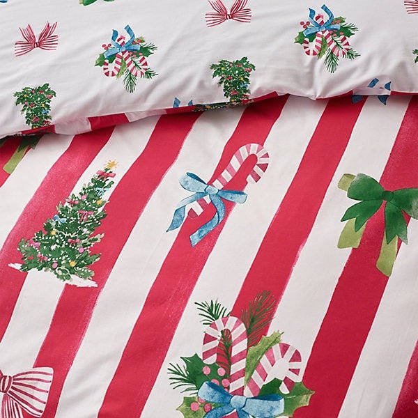 Catherine Lansfield Christmas Stripe Reversible Duvet Cover Set – Super King - Image 4