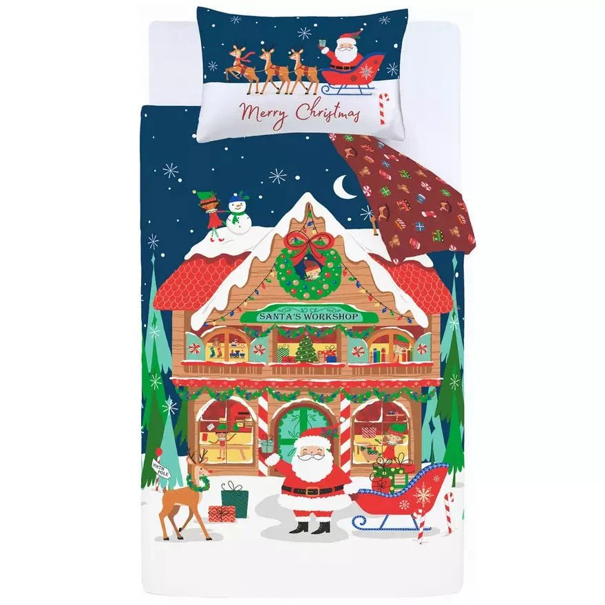 Catherine Lansfield Santa's Workshop Duvet Cover Set Single - Image 5