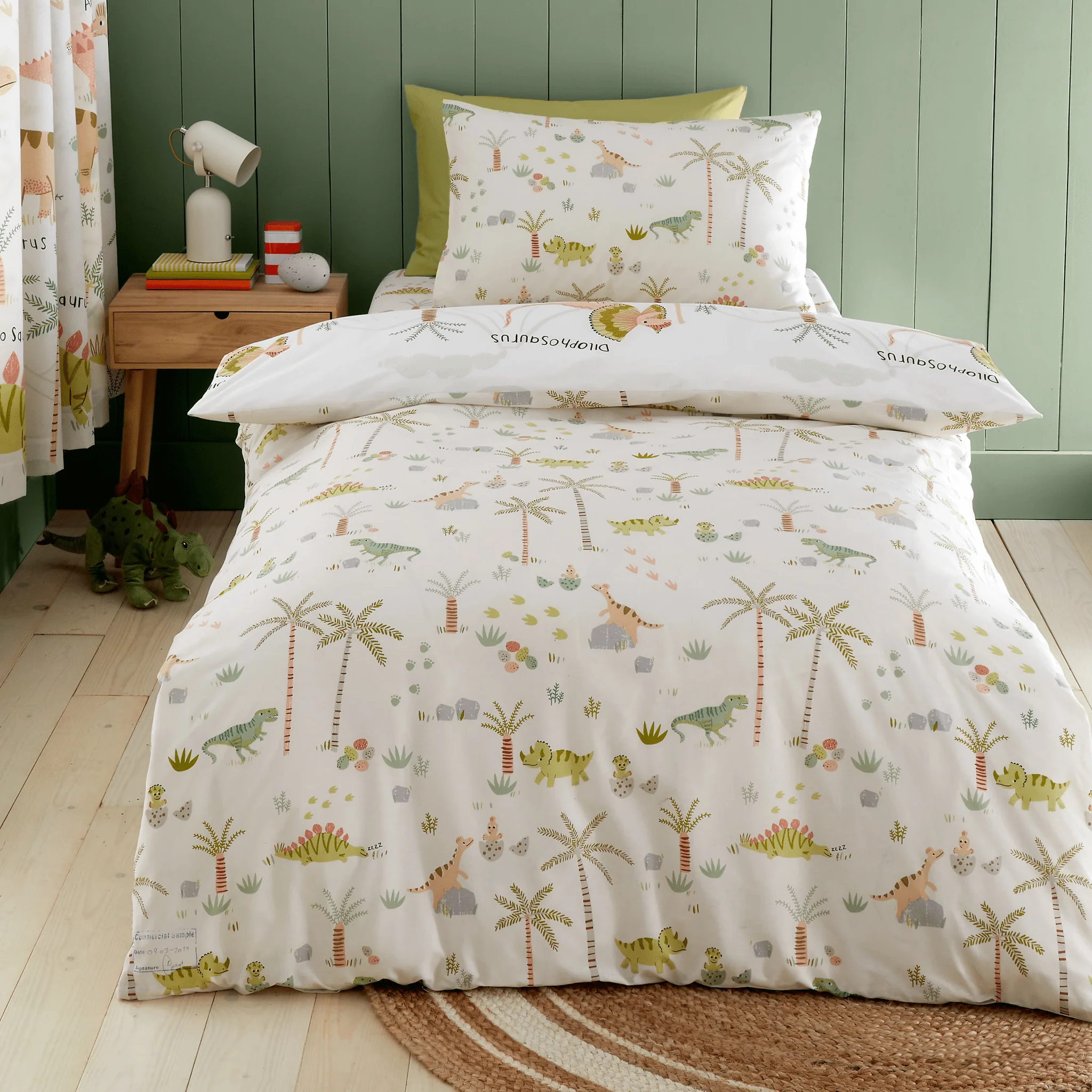 Catherine Lansfield Sleepy Dino Reversible Duvet Cover Set Double