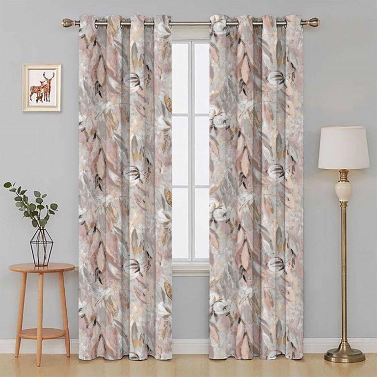 Cottonopolis 90" x 72" Lined Eyelet Curtains Quartz
