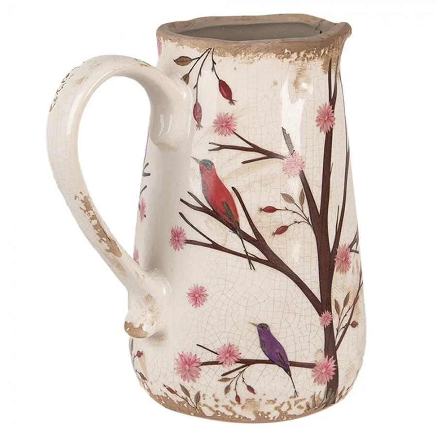Decorative Jug 16 x 12 x 18cm Beige Brown Ceramic Branches - Image 2
