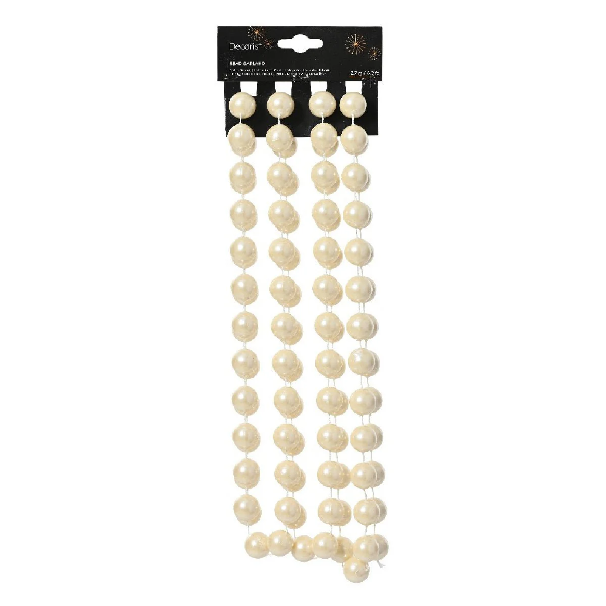 Decoris XXL Bead Garland 2.7m Shiny Pearl