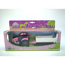 Die Cast Pink Tractor & Trailer With Light & Sound