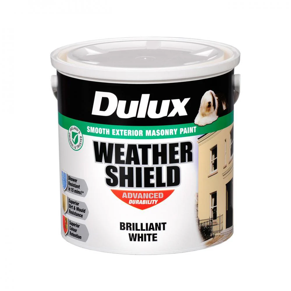 Dulux Weathershield Masonry Brilliant White Paint - 2.5 - Image 2