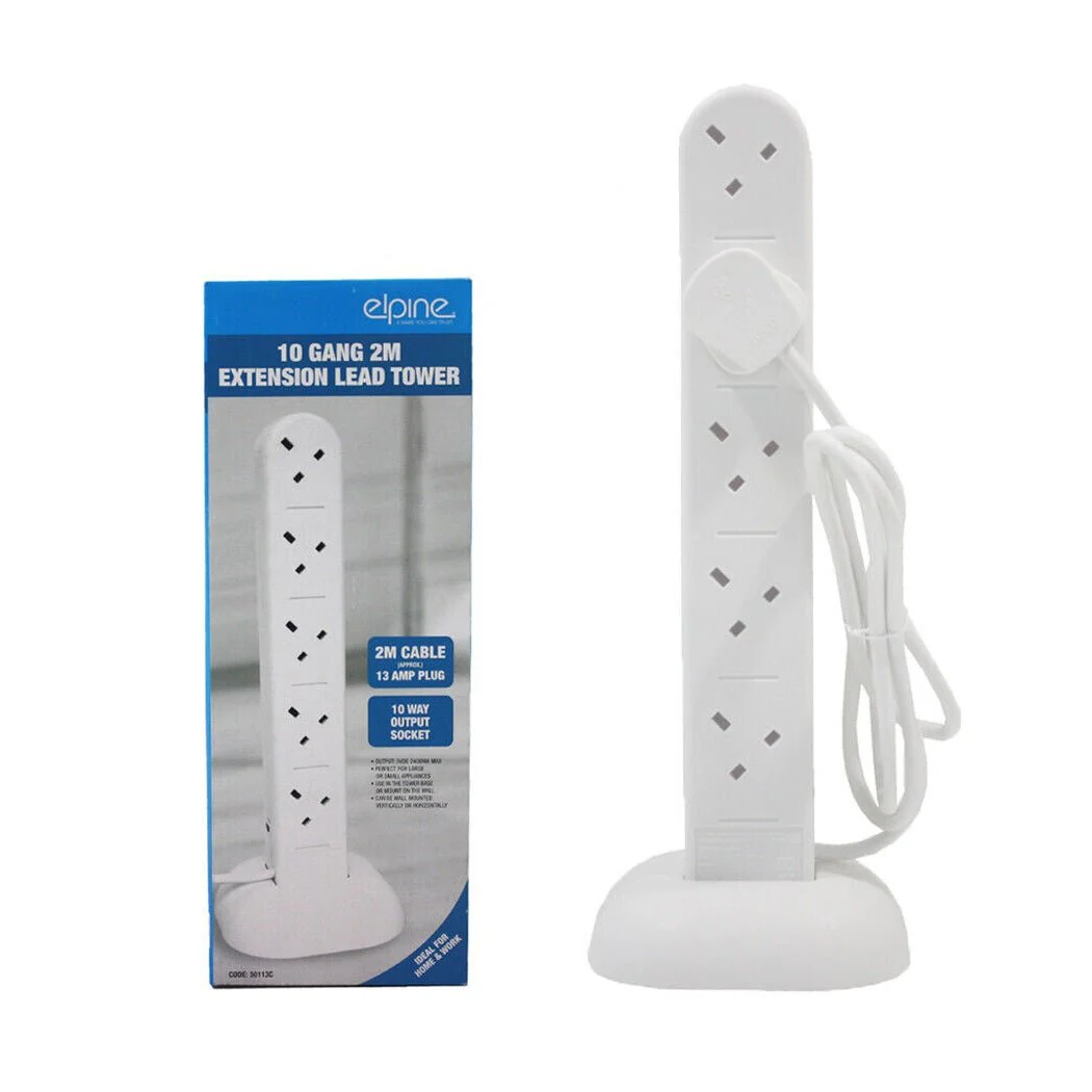 Elpine 10 Way Gang Extension Lead Tower 2m