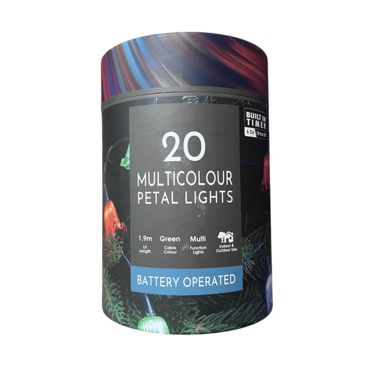 Festive 20 Multi-Coloured LED Retro Party Lights - Petal