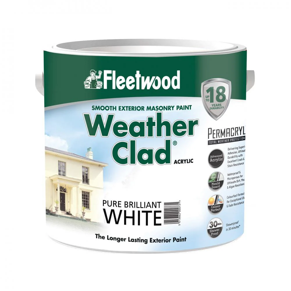 Fleetwood Weather Clad Smooth Masonry Brilliant White 2.5 Ltr