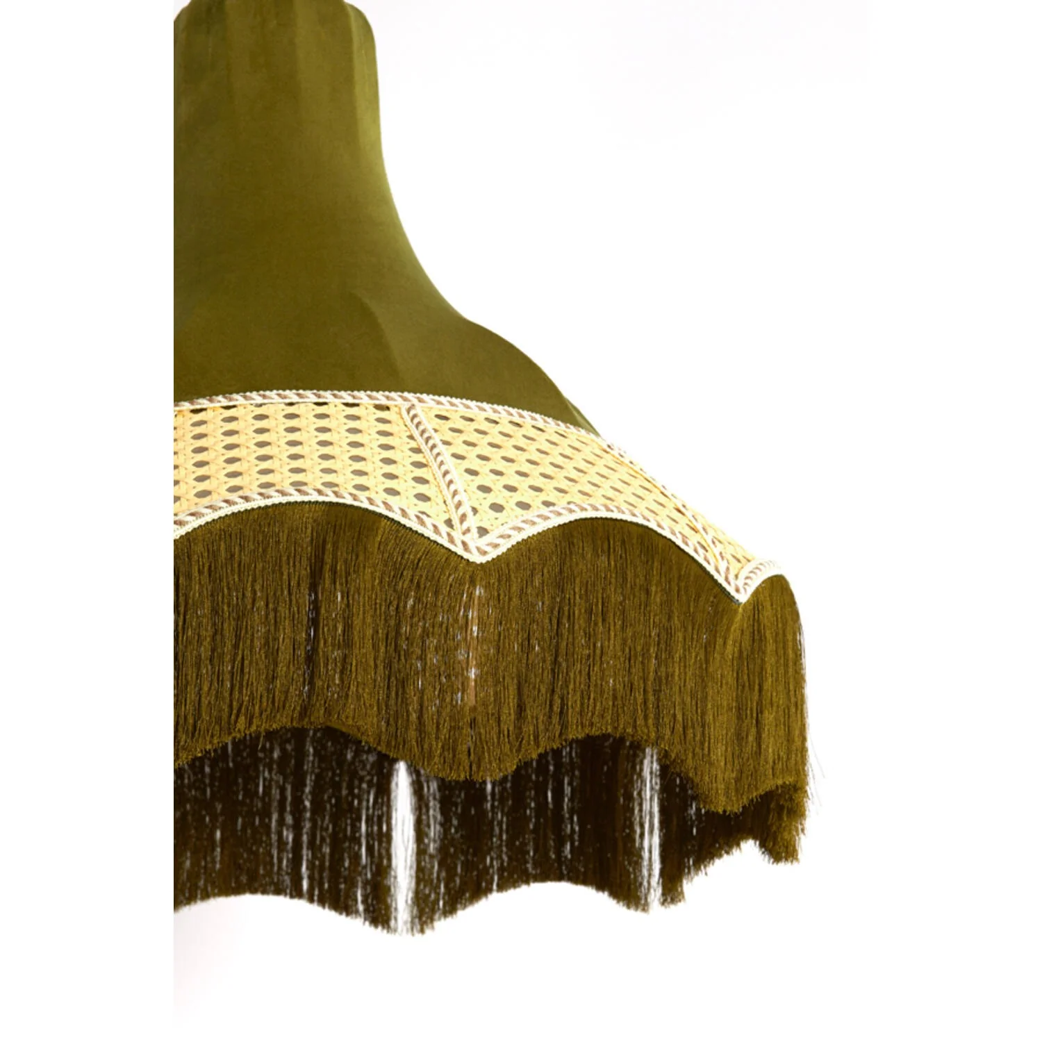 Hanging Pendant 50 x 44.5cm MIZIA Velvet Green & Webbing Natural - Image 4