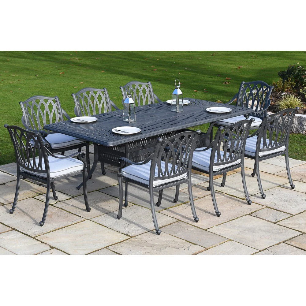 Hartmann Florence Cast Aluminium 8 Seater Rectangular Set - Antique Grey