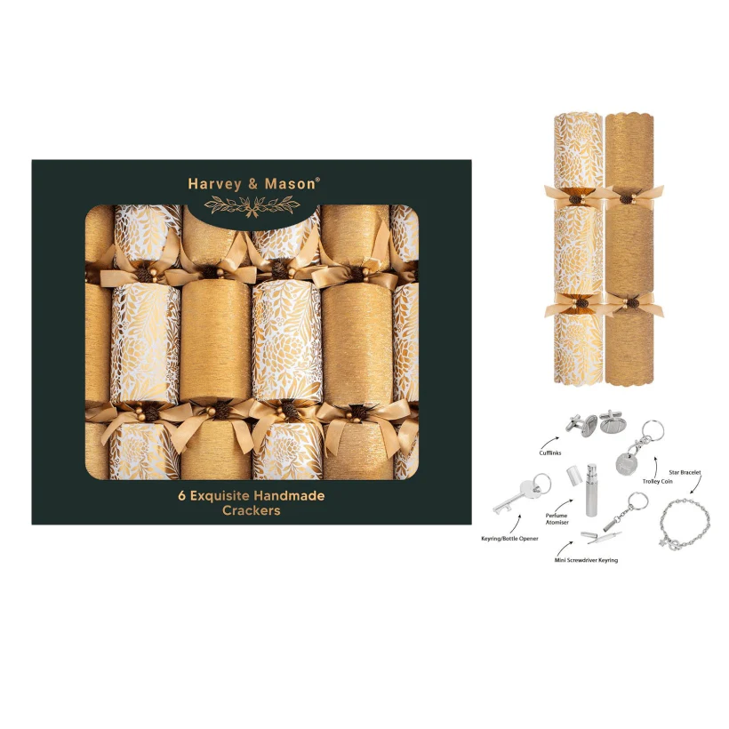 Harvey & Mason 6 Exquisite Gold 13.5" Crackers
