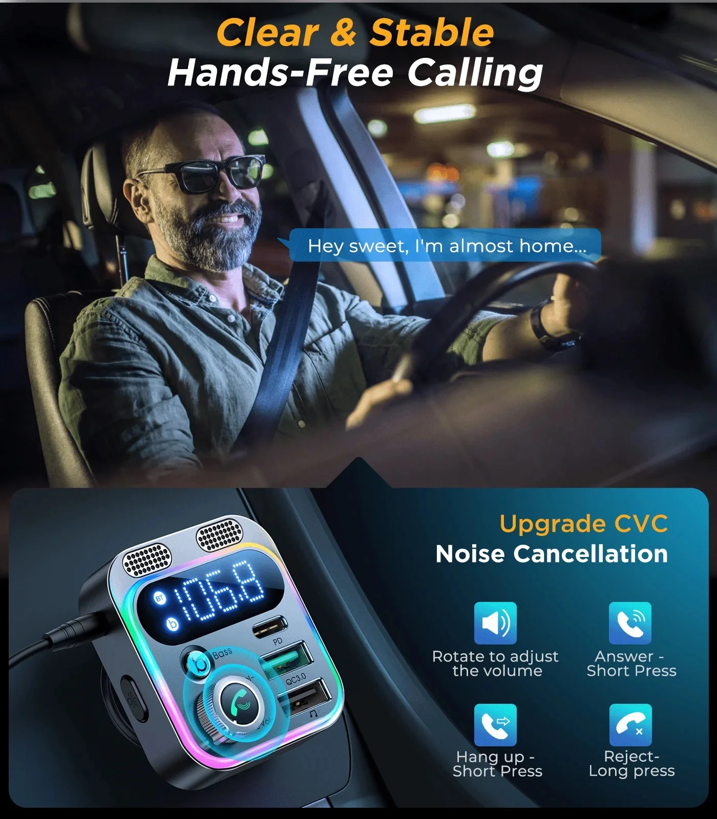 Joyroom CL16 48W Car Wireless FM Transmitter Black - Image 7
