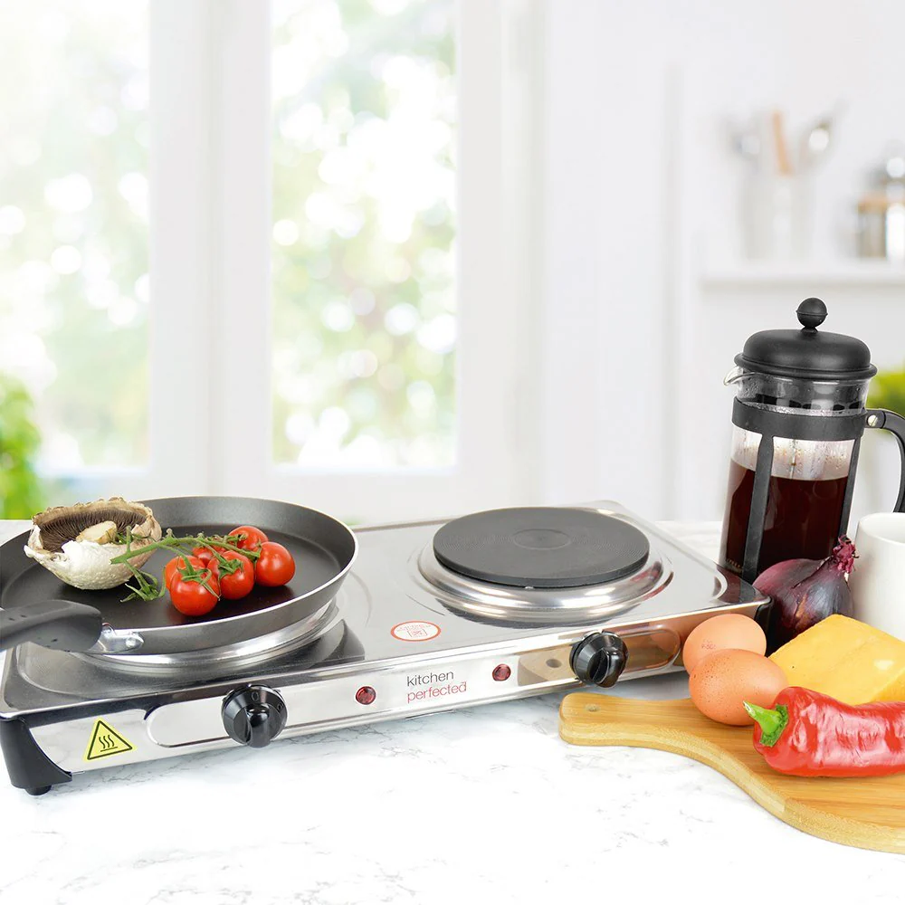 KitchenPerfected 2000w Double Hotplate - Stainless Steel - Image 3