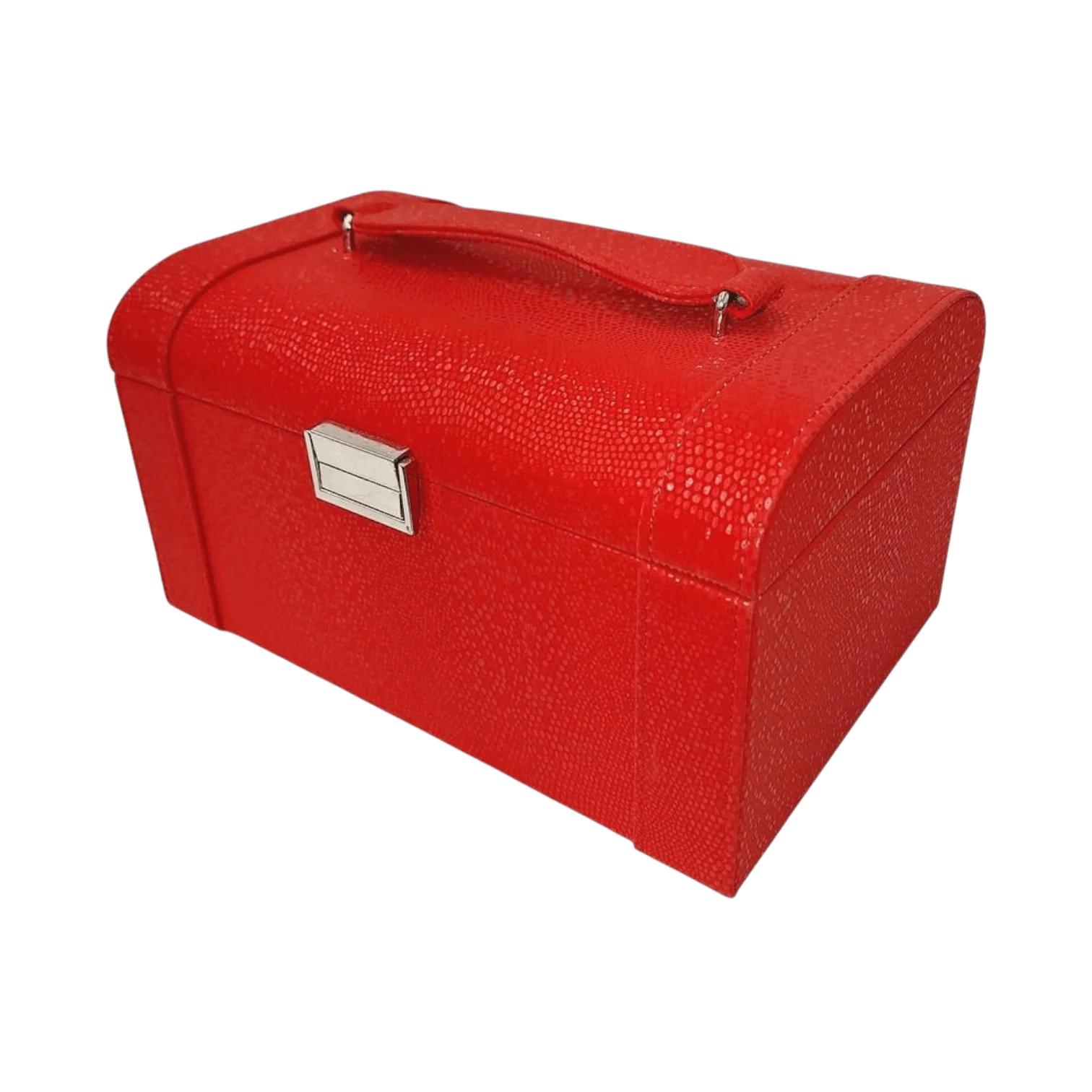 Large Mottled Red Jewellery Box – Faux Leather