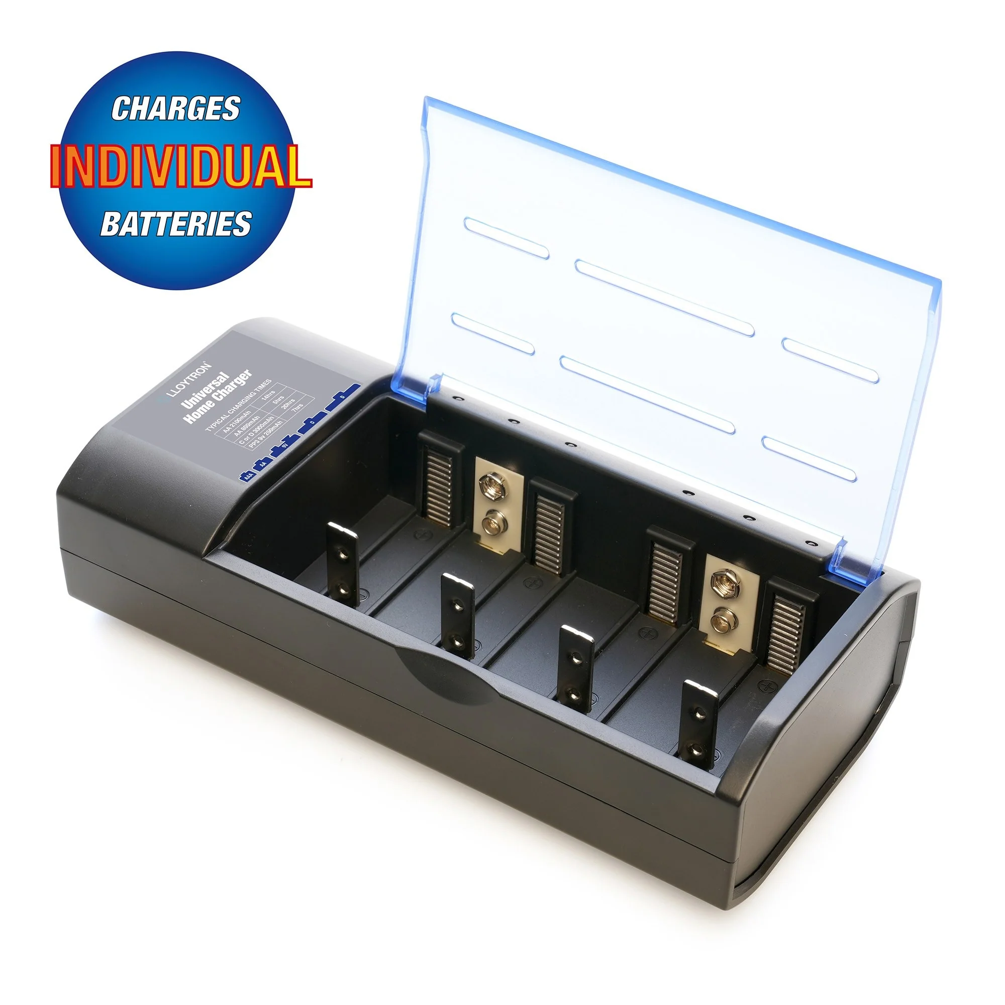 Lloytron Universal AA/AAA/C/D+9v Battery Charger for NiMH - Image 2