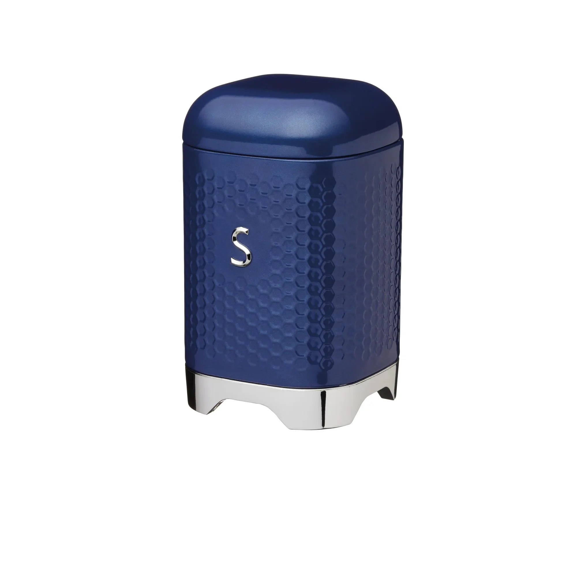 Lovello Retro Sugar Jar with Geometric Textured Finish - Midnight Navy