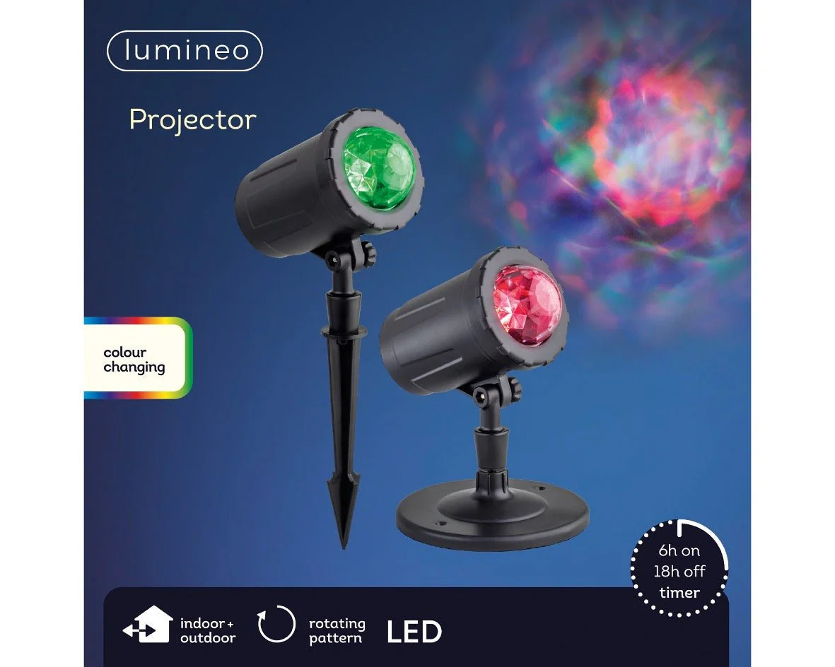 Lumineo Colour Changing LED Projector with Rotating Effect Outdoor - Image 2
