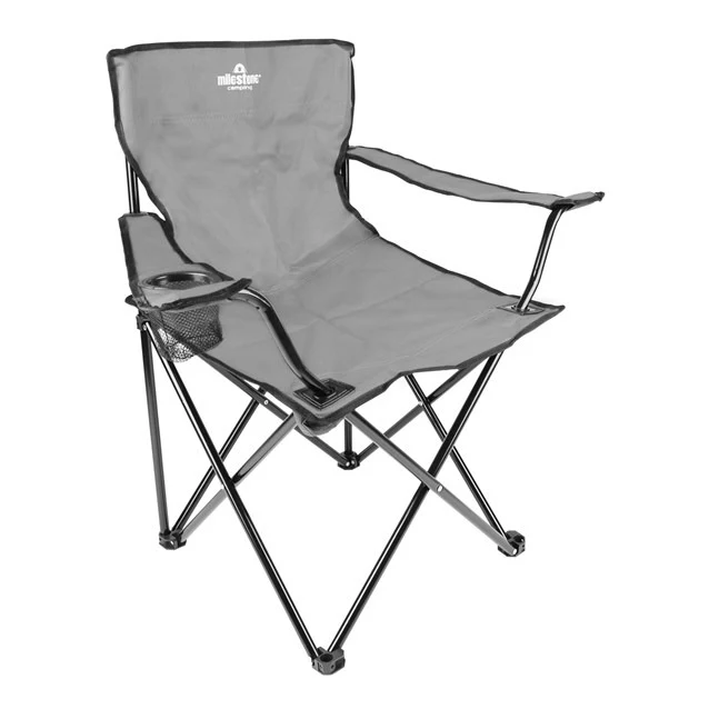 Milestone Folding Leisure Chair With Cup Holder - Grey - Image 6