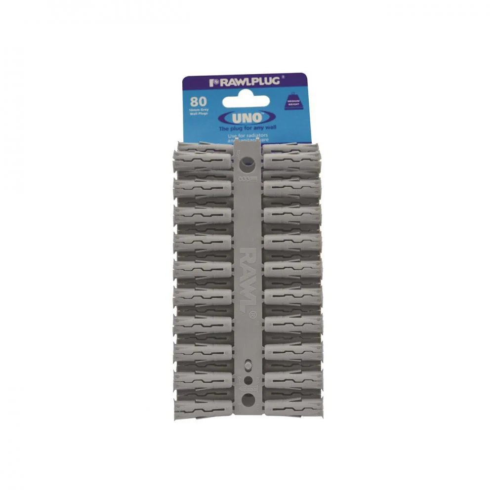 Rawlplug Uno Grey Plug - 80 Pack 10x36mm