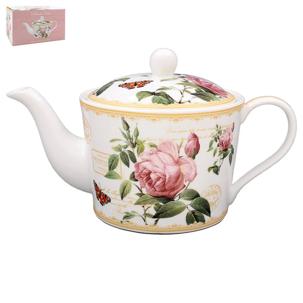 Redouté Rose Fine China Teapot