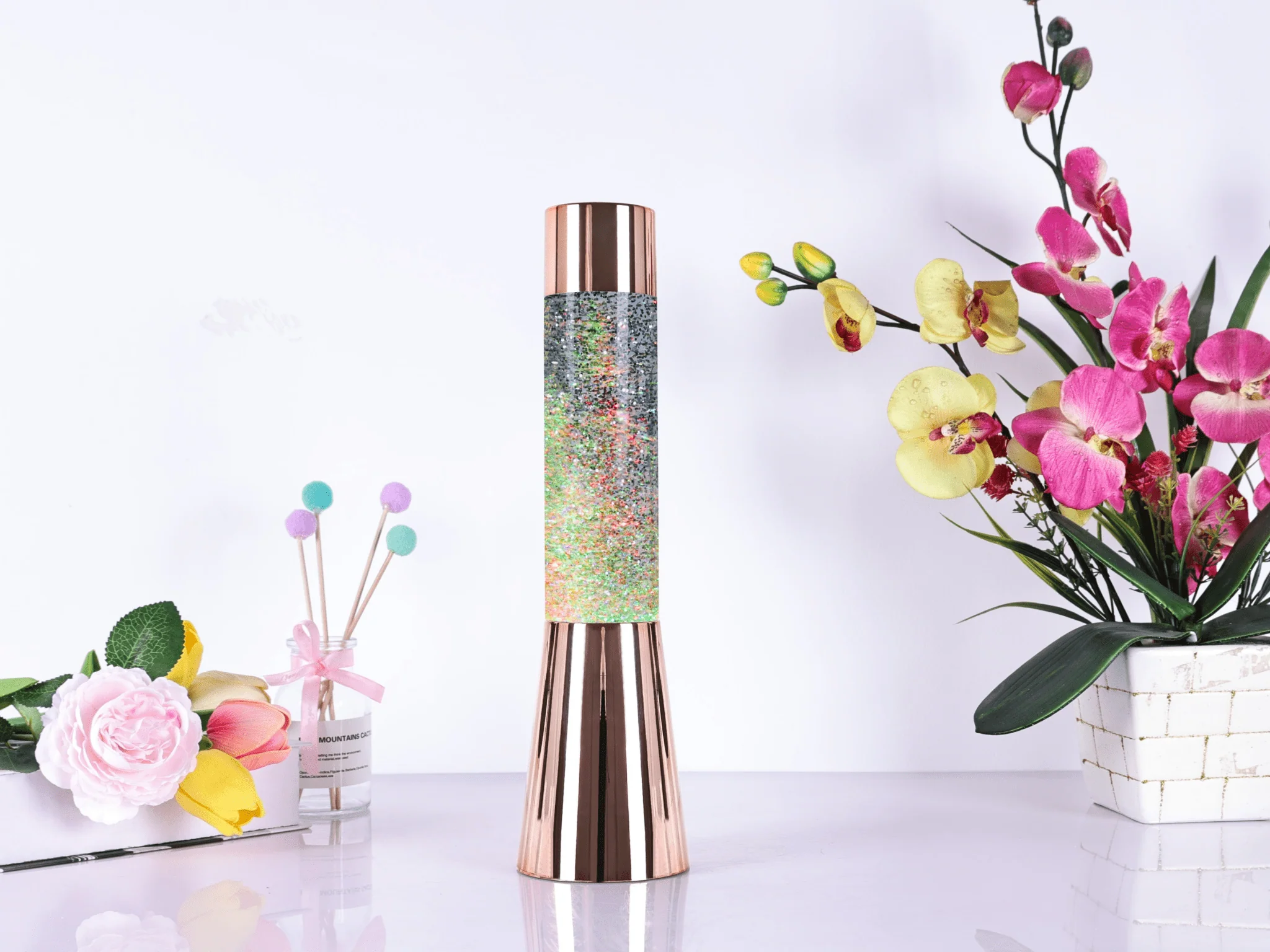 Rose Gold Metallic Glitter Lamp - Image 5