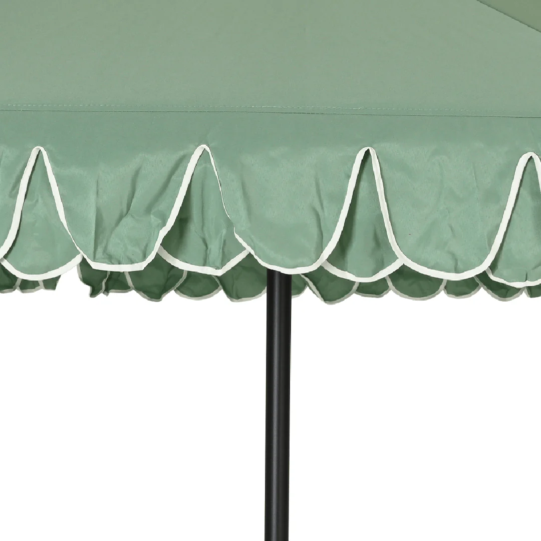 Round 2.7m Scalloped Garden Umbrella Parasol Green - Image 5