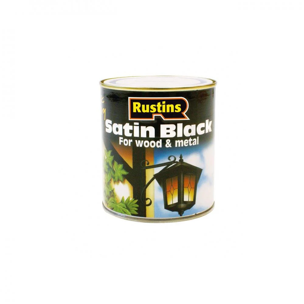 Rustins Quick Dry Black Paint Satin - 500ml - Image 2