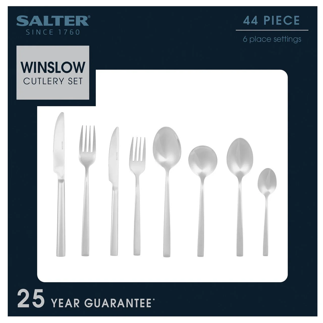 Salter Winslow Deluxe 44 Piece Cutlery Set Stainless Steel - Image 2