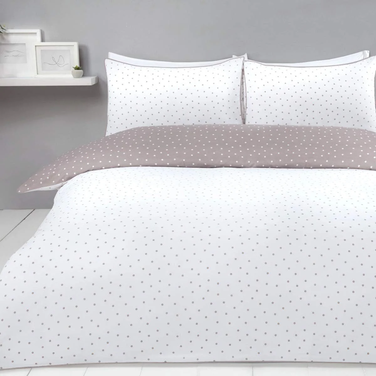 Sleepdown Mini Dots Mink Duvet Set Double - Image 3