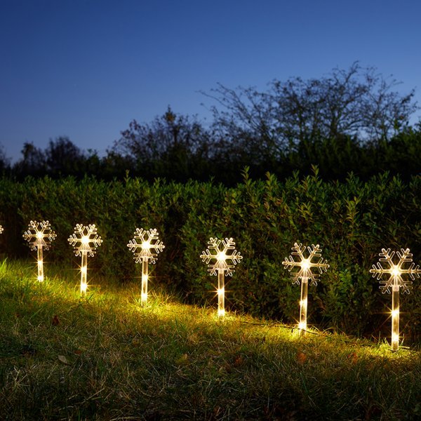 SnowDécor Stakes - Set of 8 Warm White Battery operated