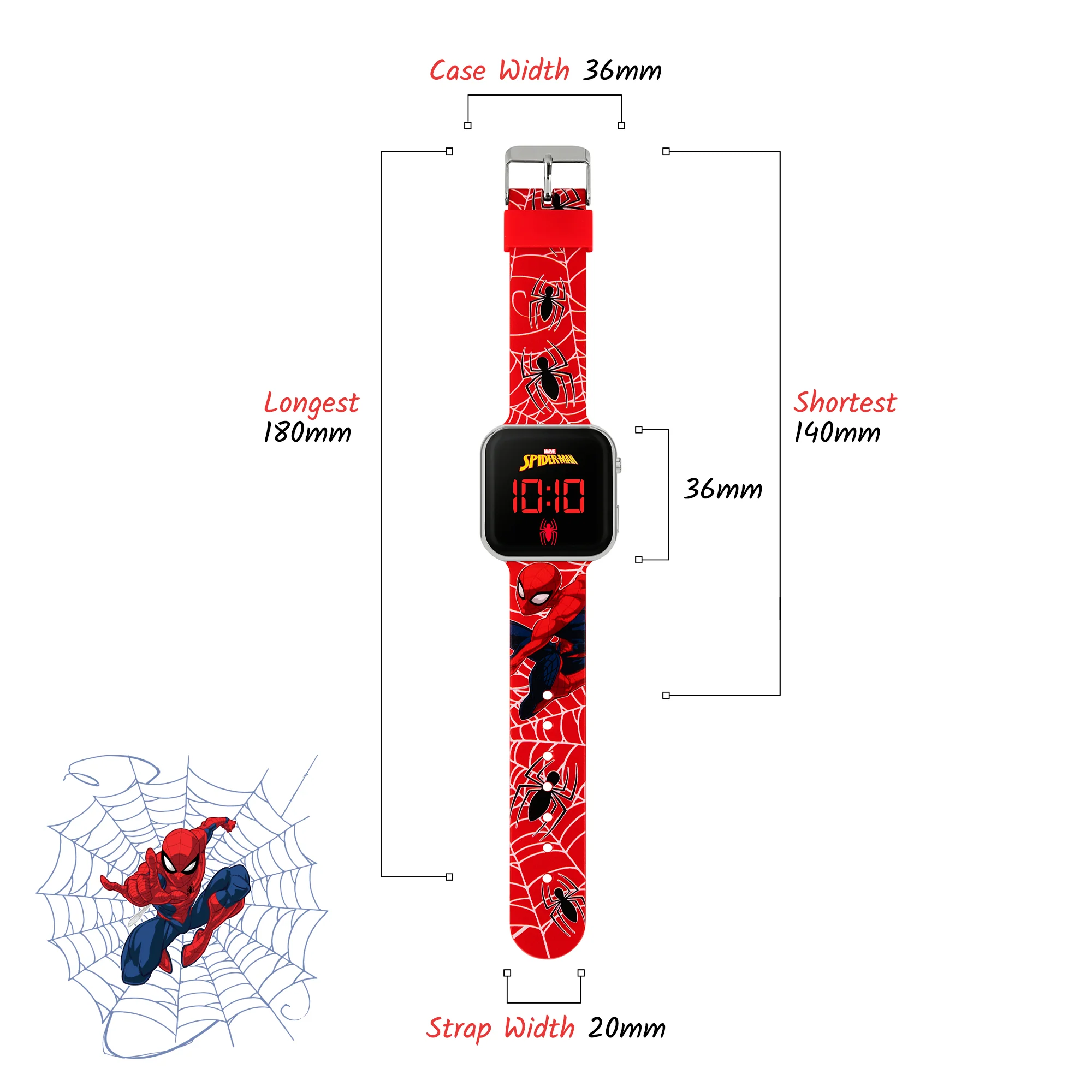 Spiderman Red Strap Led Watch - Image 3
