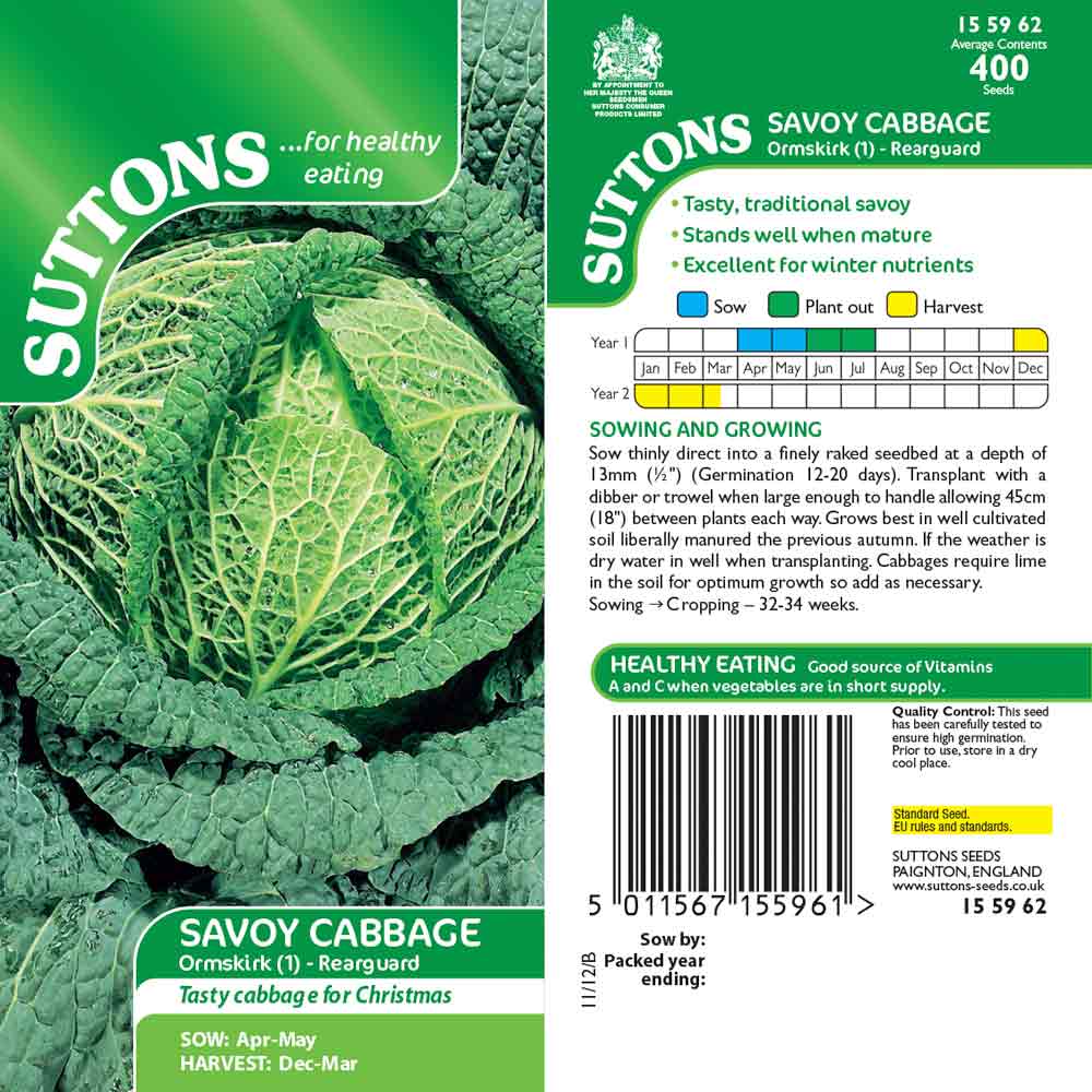 Suttons Cabbage Savoy Ormskirk 1 155962 - Image 2