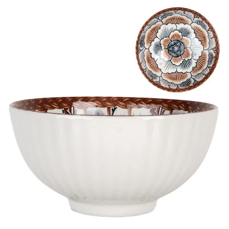 White & Brown Ceramic Bowl 11cm